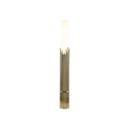 3-Light Champagne Gold Stainless Steel Floor Lamp With A White Acrylic Shade