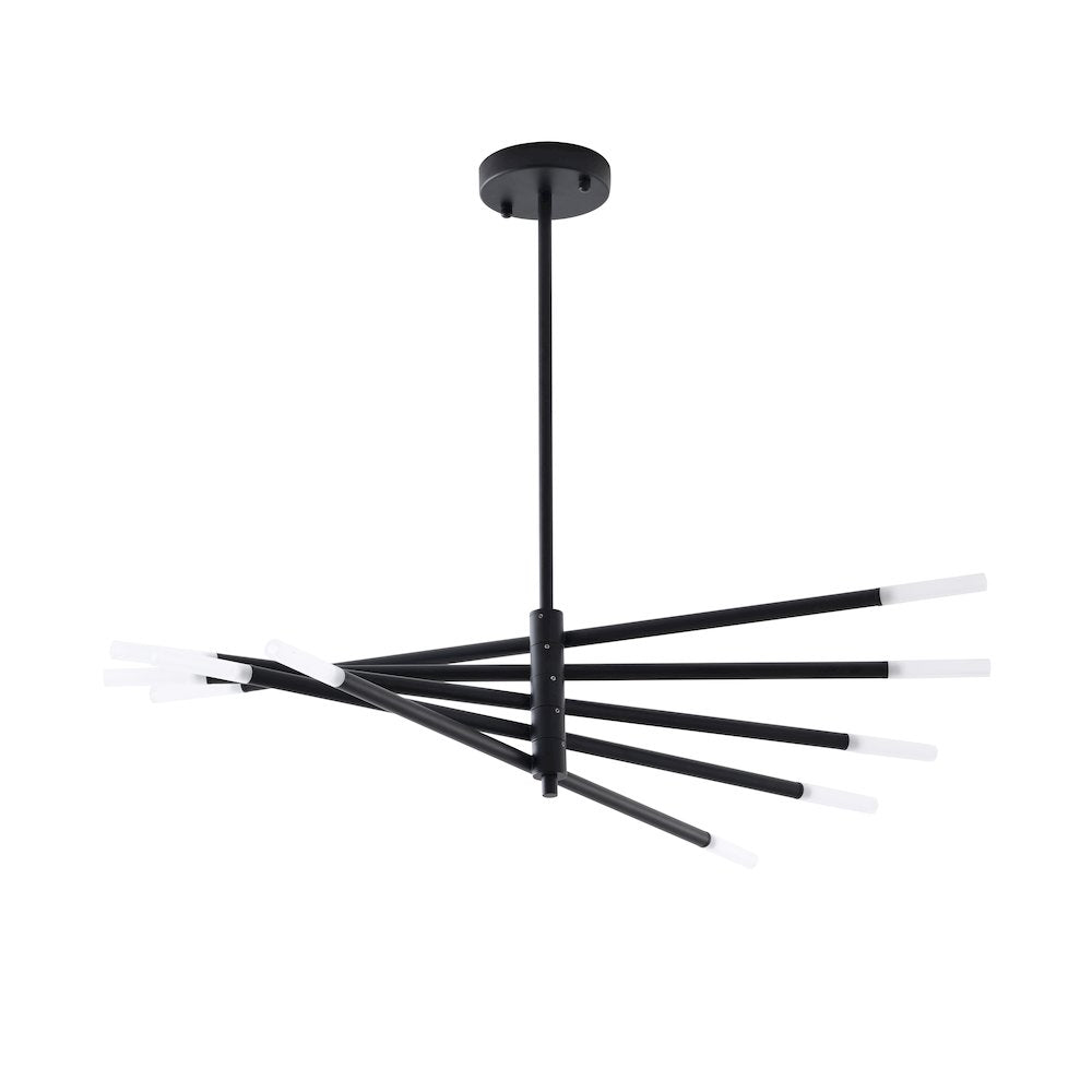 10-Light Black Iron Chandelier With frosted Glass Shades
