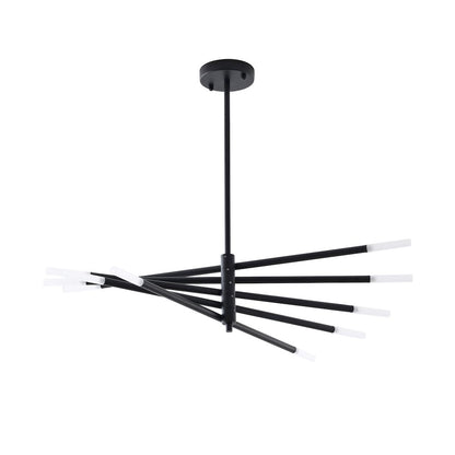 10-Light Black Iron Chandelier With frosted Glass Shades