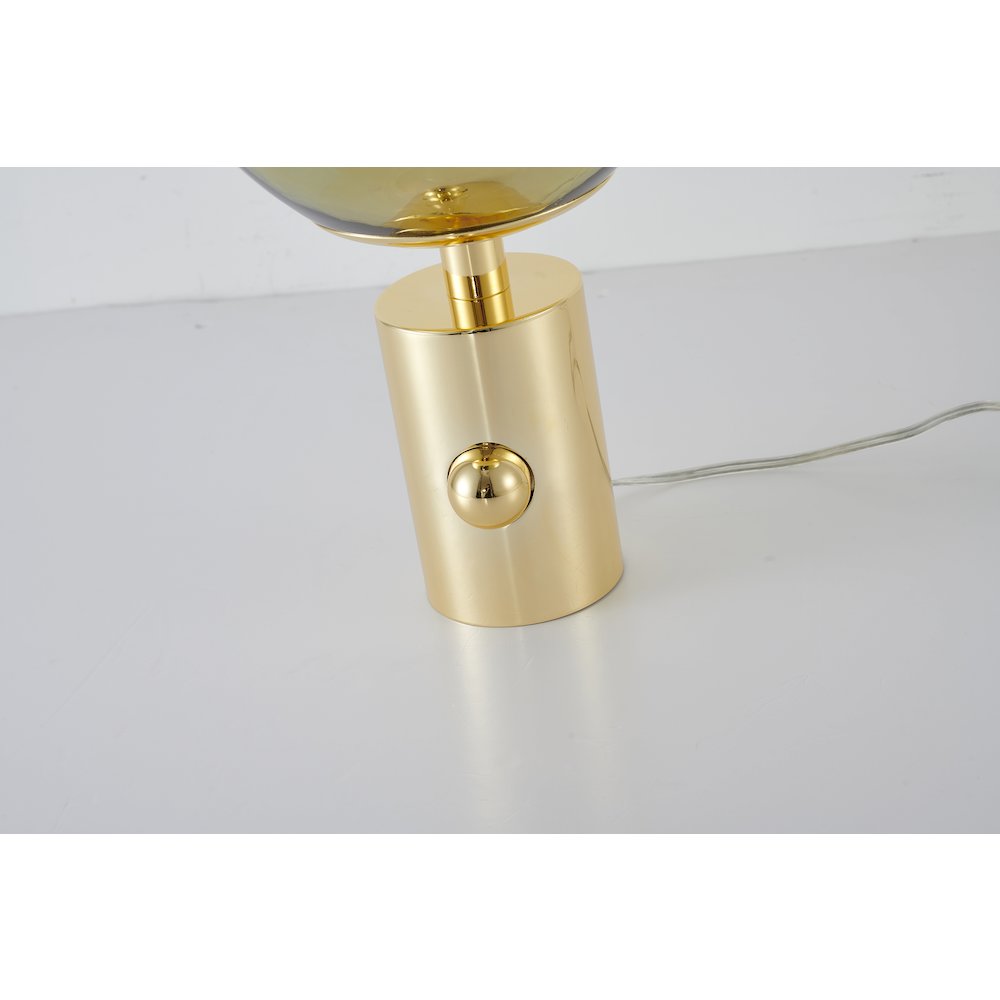 1-Light Gold Metal Table Lamp With A Gold Acrylic Distorted ORB Shade