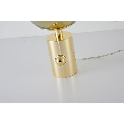 1-Light Gold Metal Table Lamp With A Gold Acrylic Distorted ORB Shade