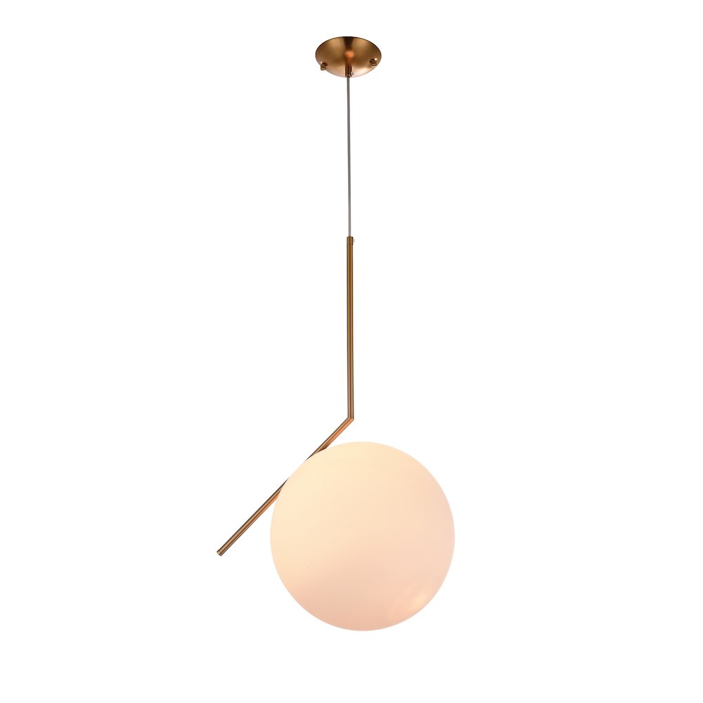 1-Light Brass Iron Single Pendant With A Milk White Glass Shade