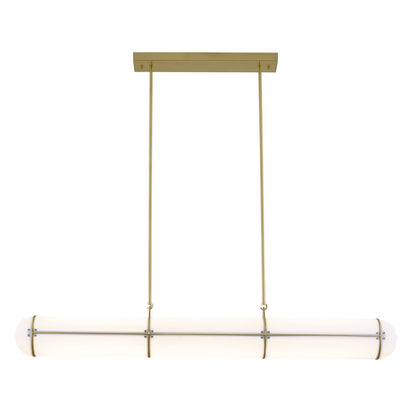 1-Light Satin Brass LED pendant With A Clear Frosted Glass Shade