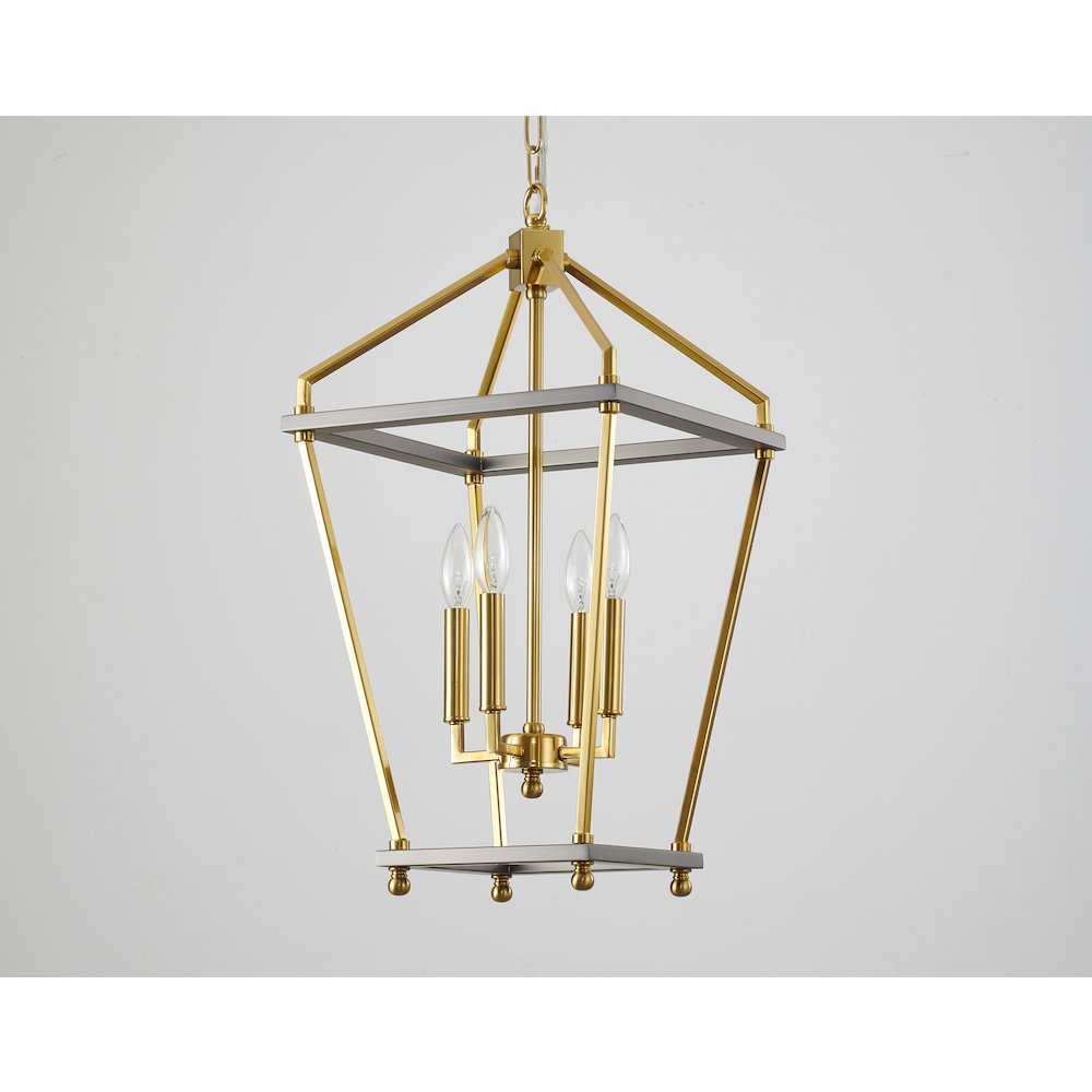 5-Light Antique Brass And Grey Metal Chandelier