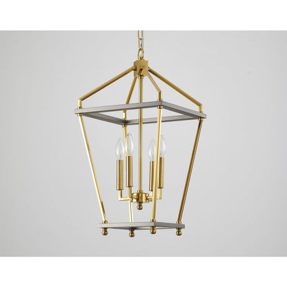 5-Light Antique Brass And Grey Metal Chandelier