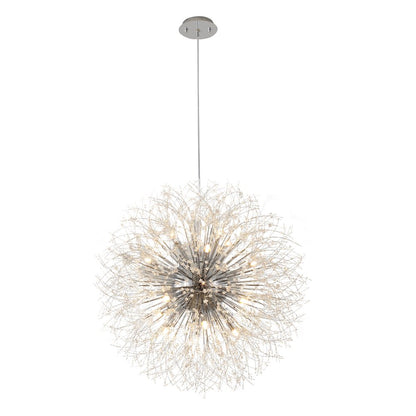 16-Light Chrome Stainless Steel Chandelier With Clear Crystal Accents