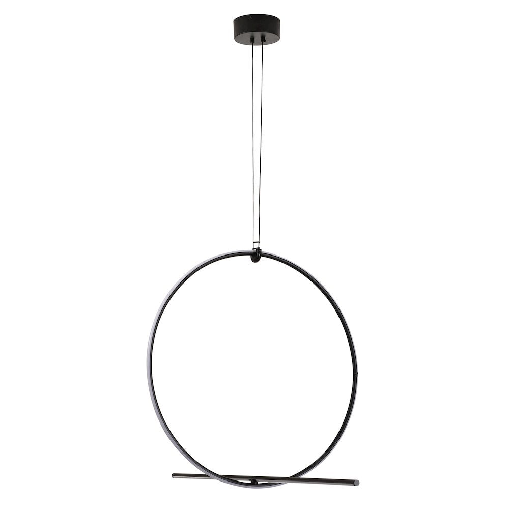 2-Light Black LED Chandelier With White Acrylic Diffuser