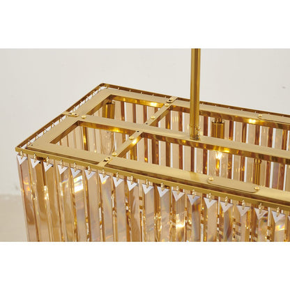 14-Light Satin Brass Chandelier With Clear And Champagne Crystals