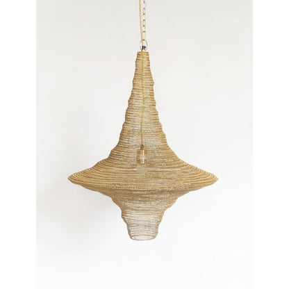 1-Light Gold Pendant With A Chain Basket Shade