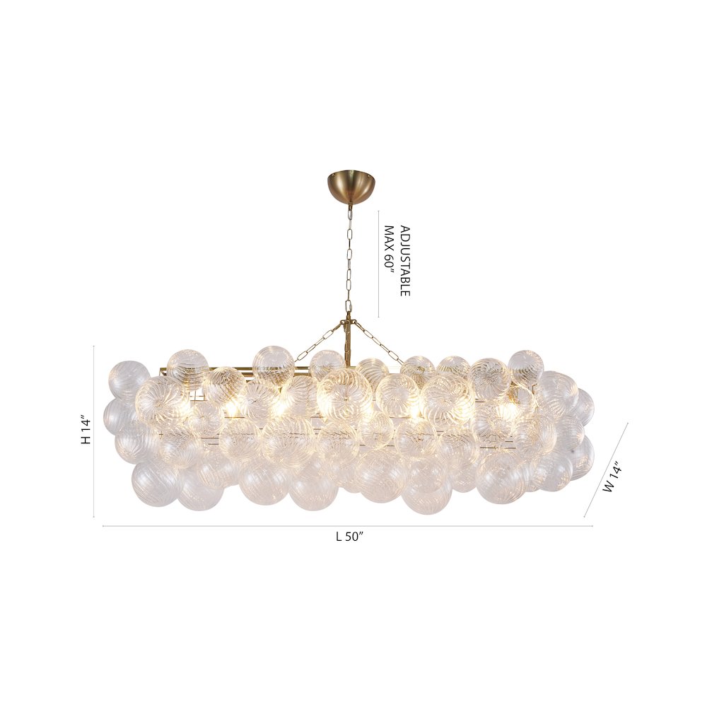 12-Light Brass Chandelier With Clear Swirl Glass Shades