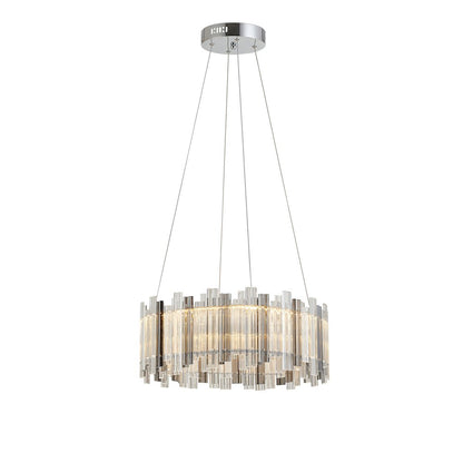 2-Light Chrome LED Chandelier With Clear And Smoke Glass Accents