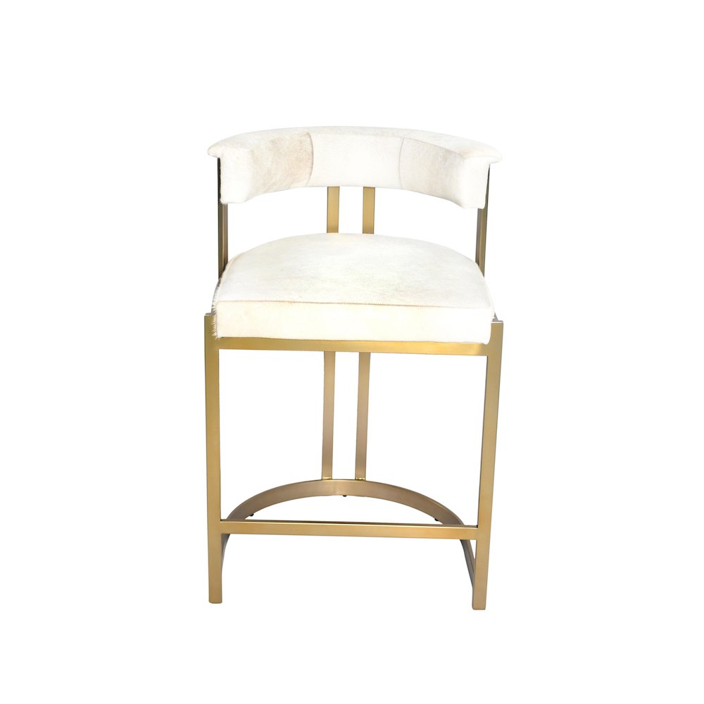 Gold Stainless Steel Chair With Grey Hairline Leather