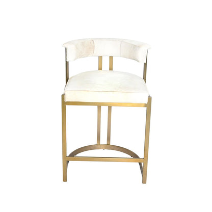 Gold Stainless Steel Chair With Grey Hairline Leather