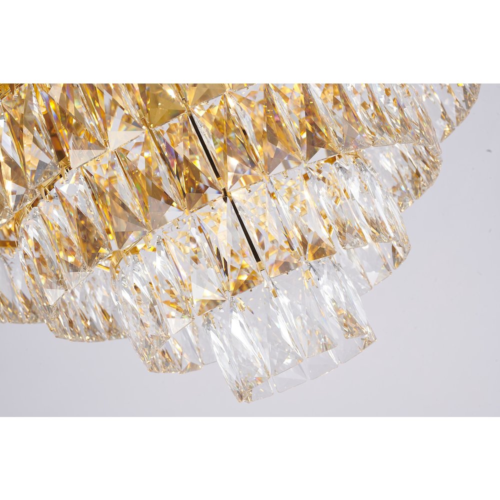 15-Light Gold Stainless Steel Chandelier With Clear Crystals