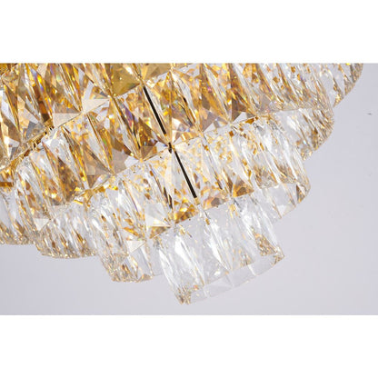 15-Light Gold Stainless Steel Chandelier With Clear Crystals
