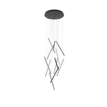 12-Light Satin Black Metal LED Chandelier With White Acrylic Diffusers