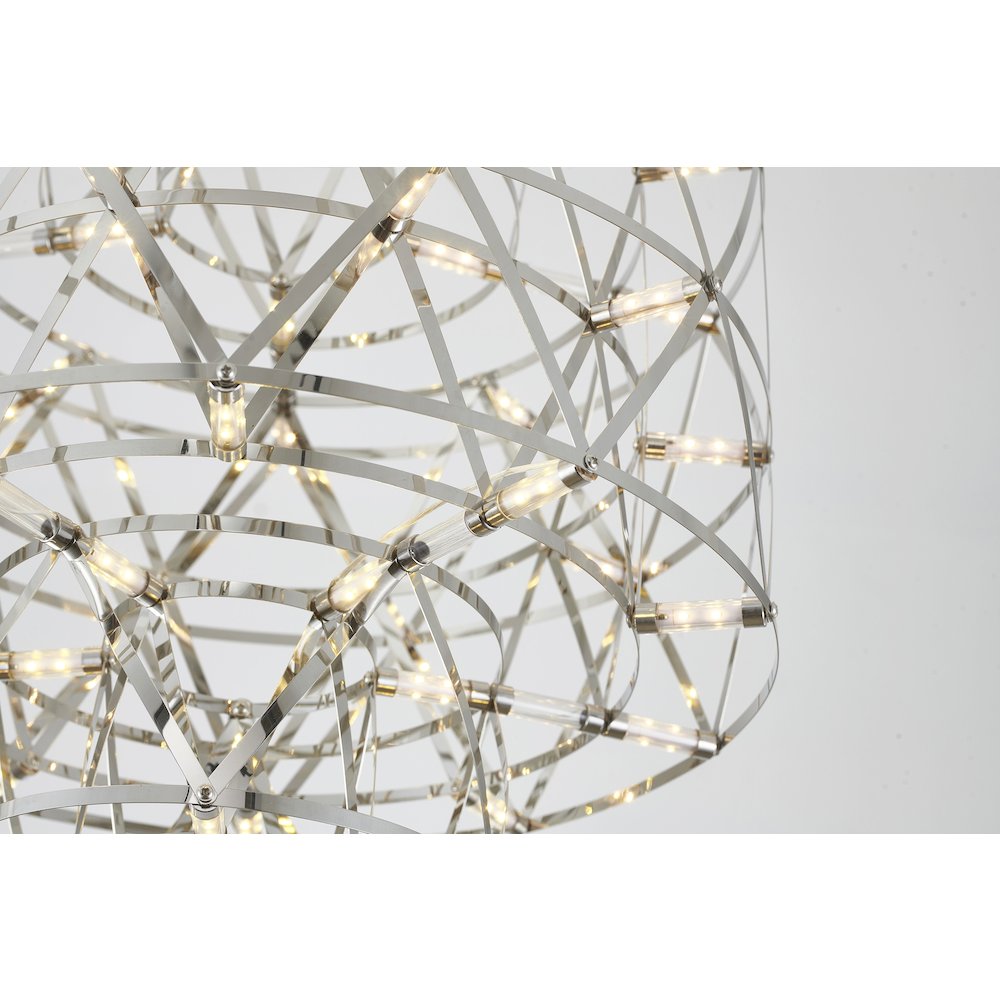 40-Light Dimmable Chrome Stainless Steel LED Chandelier in a 3-Tier Design