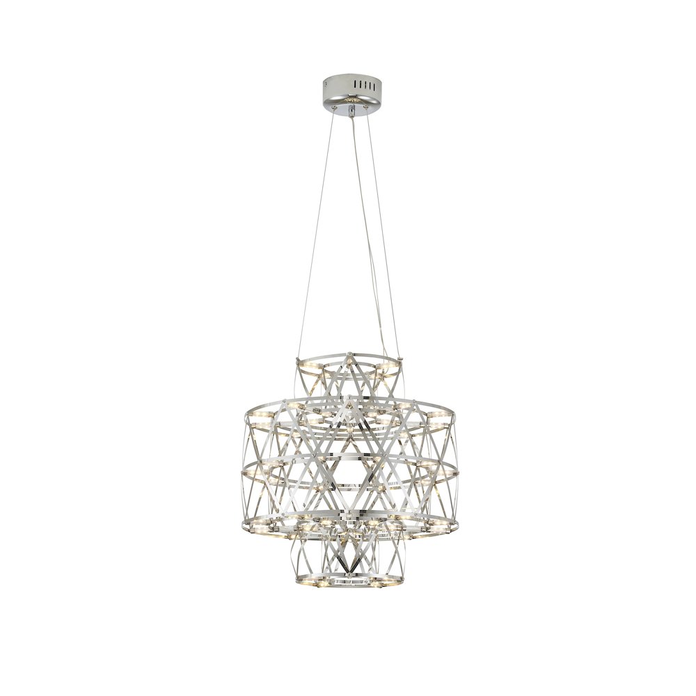 40-Light Dimmable Chrome Stainless Steel LED Chandelier in a 3-Tier Design