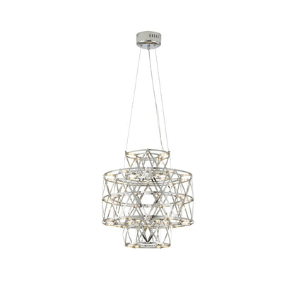 40-Light Dimmable Chrome Stainless Steel LED Chandelier in a 3-Tier Design