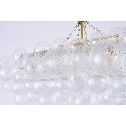 12-Light Brass Chandelier With Clear Swirl Glass Shades