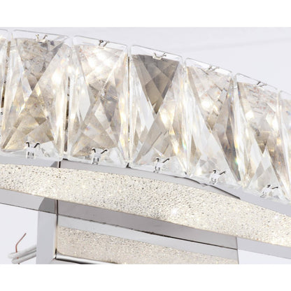 1-Light Chrome LED Wall Sconce With Clear Crystal Accents