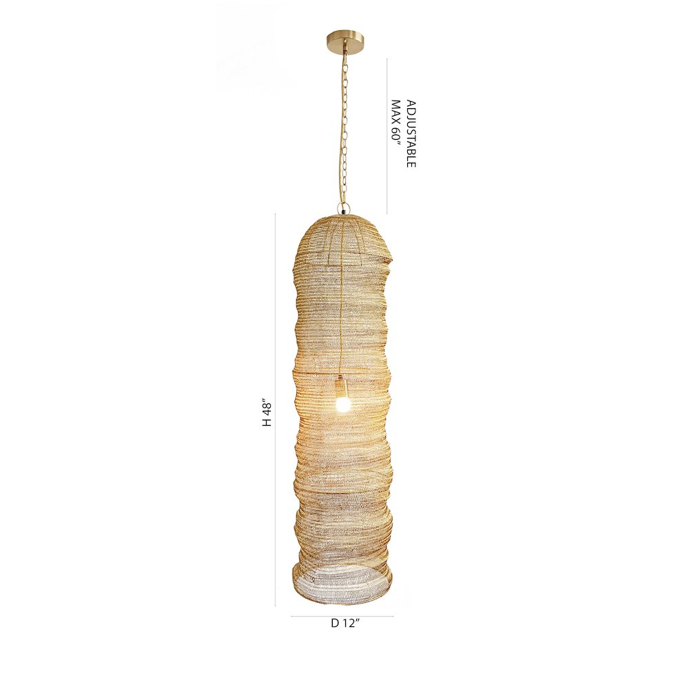 1-Light Gold Pendant With A Chain Basket Shade
