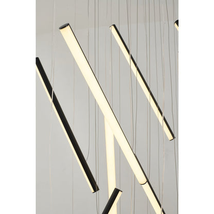 18-Light Satin Black Metal LED Chandelier With White Acrylic Diffusers