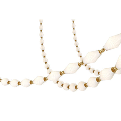 16-Light Antique Brass Link LED Chandelier With White Glass Shades