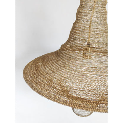 1-Light Gold Pendant With A Chain Basket Shade