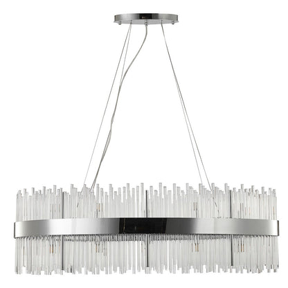 24-Light Chrome Stainless Steel Chandelier With Clear Glass Rods