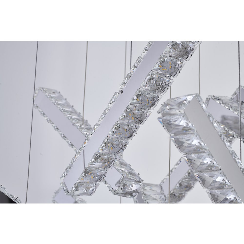 10-Light Chrome LED Chandelier With Clear Crystal Accents