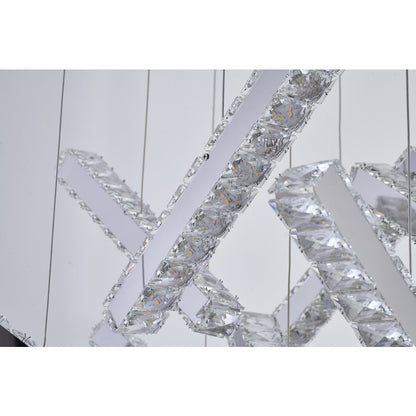 10-Light Chrome LED Chandelier With Clear Crystal Accents
