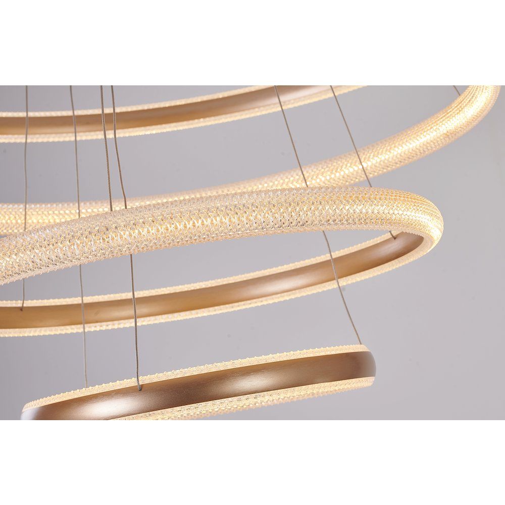 4-Light Gold Dimmable LED Chandelier With Clear Acrylic Diffusers