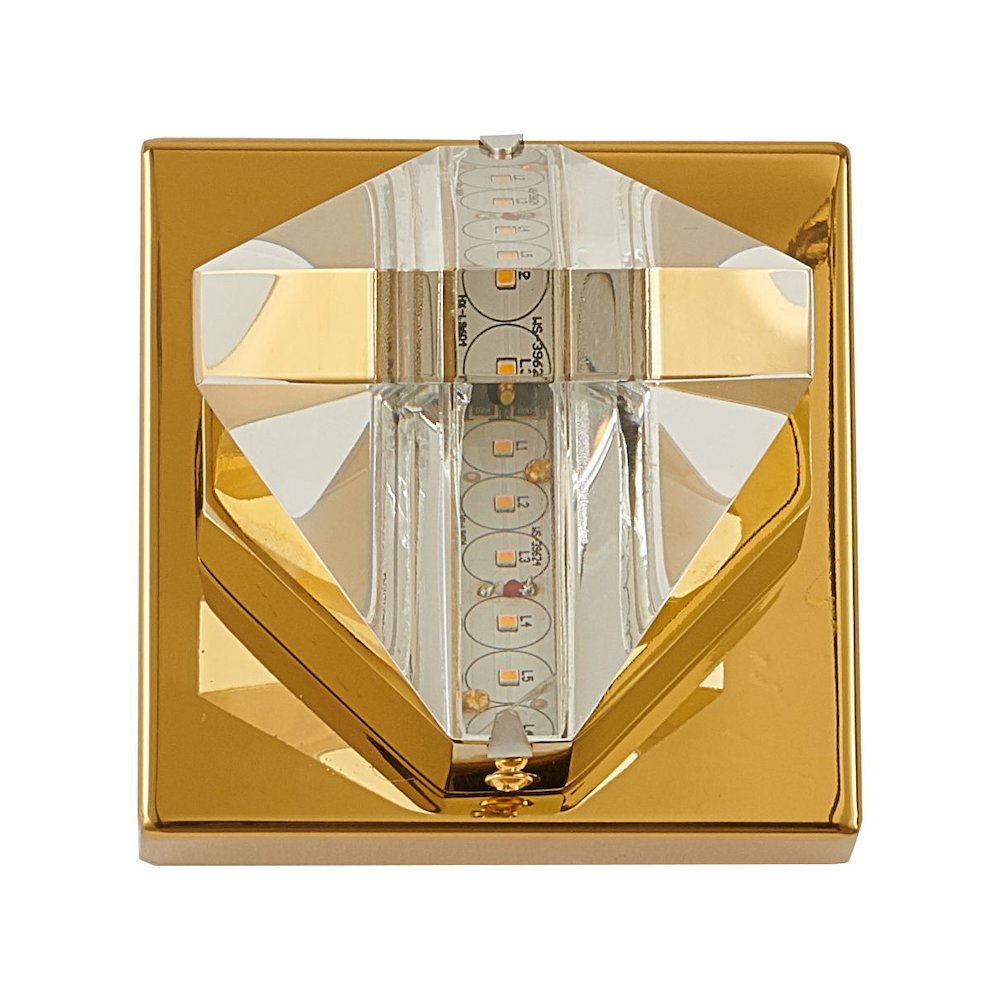 1-Light Brass Iron LED Wall Sconce With A Clear Crystal