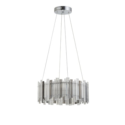 2-Light Chrome LED Chandelier With Clear And Smoke Glass Accents
