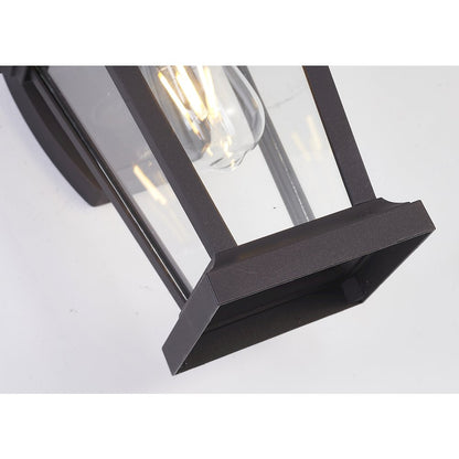 1-Light Bronze Metal Outdoor Wall Sconce With A Clear Glass Shade