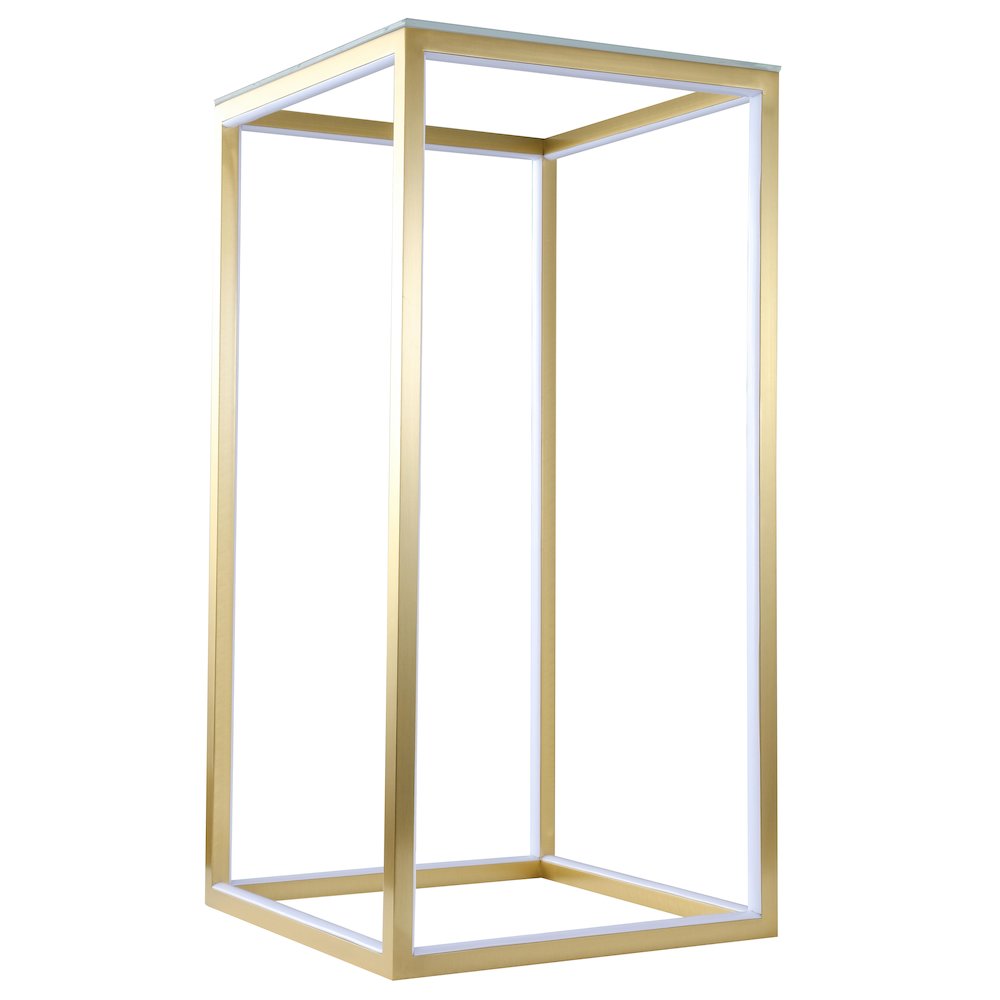 12-Light Gold Aluminum LED Side Table With A Frosted Glass Top