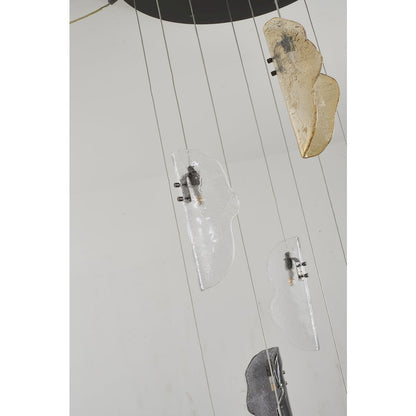 12-Light Black Chandelier With Clear, Smoke, And Amber Glass Accents