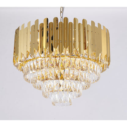 15-Light Gold Stainless Steel Chandelier With Clear Crystals