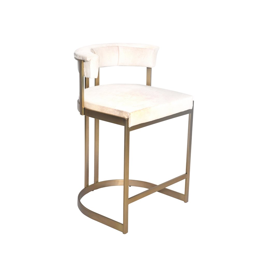 Gold Stainless Steel Chair With Grey Hairline Leather