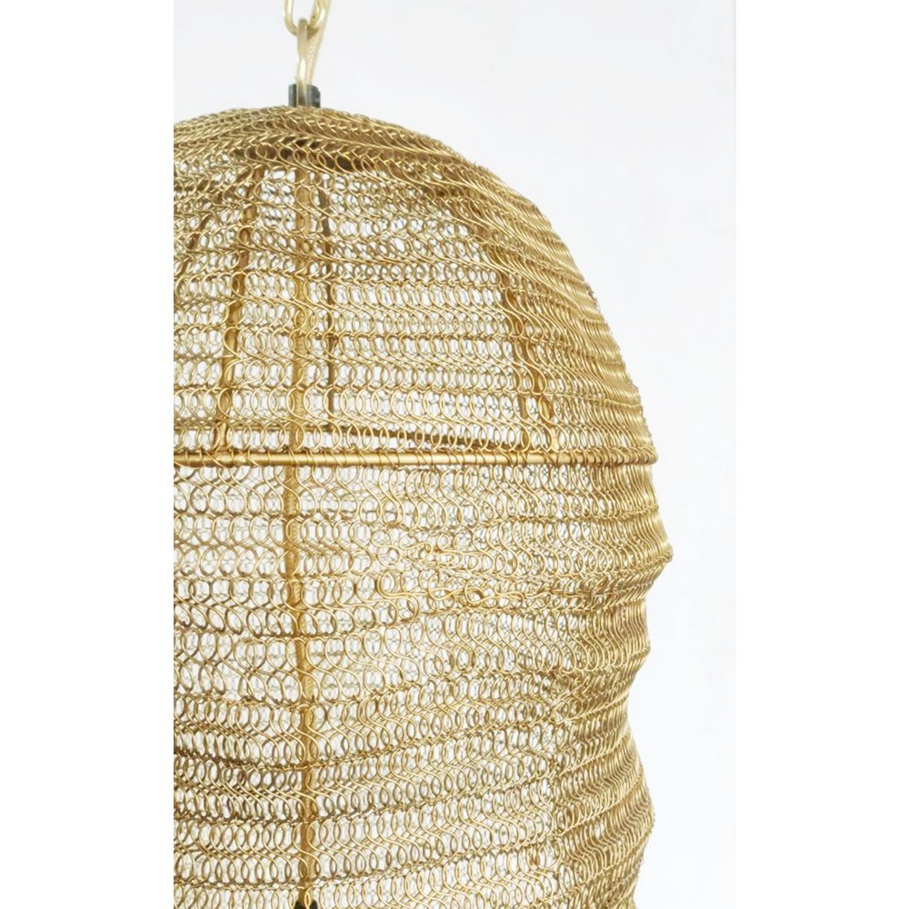 1-Light Gold Pendant With A Chain Basket Shade