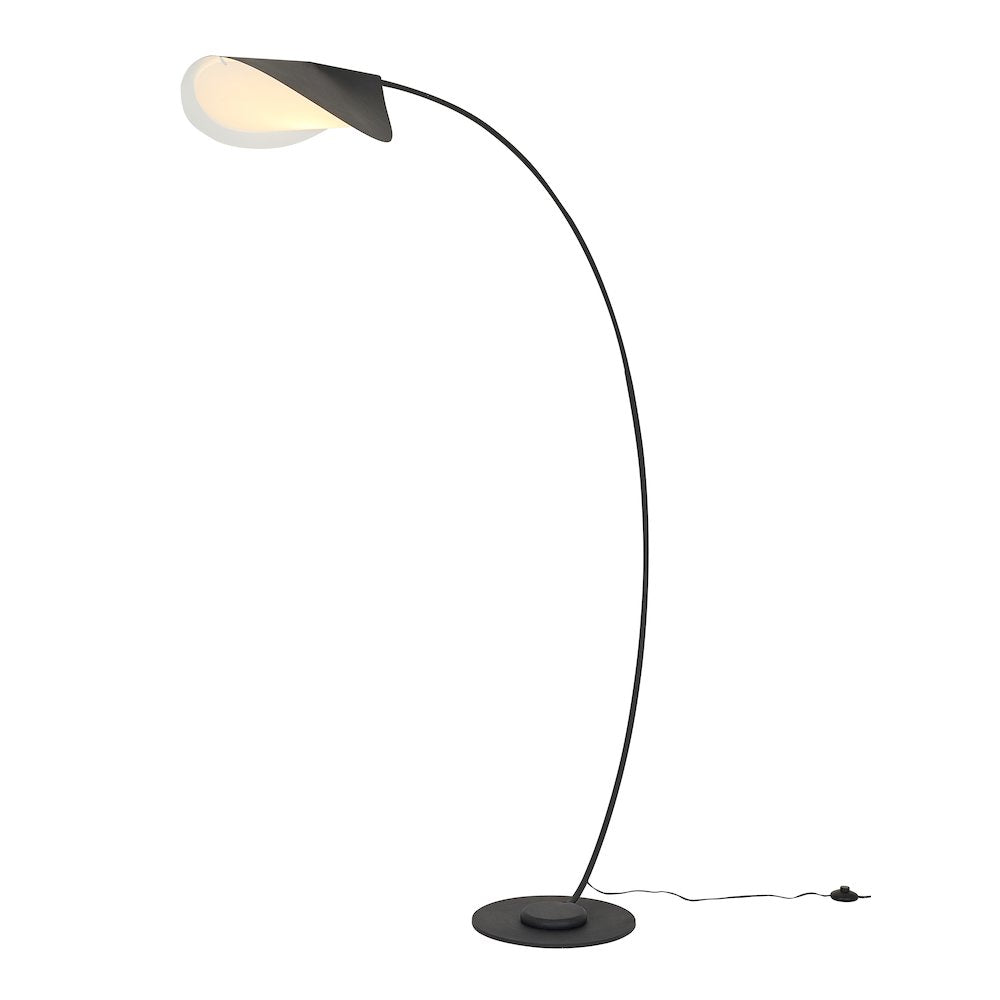 1-Light Matte Black Die Cast Arched Floor Lamp With An Acrylic Shade