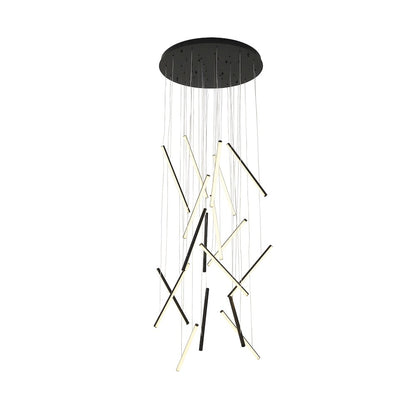 18-Light Satin Black Metal LED Chandelier With White Acrylic Diffusers