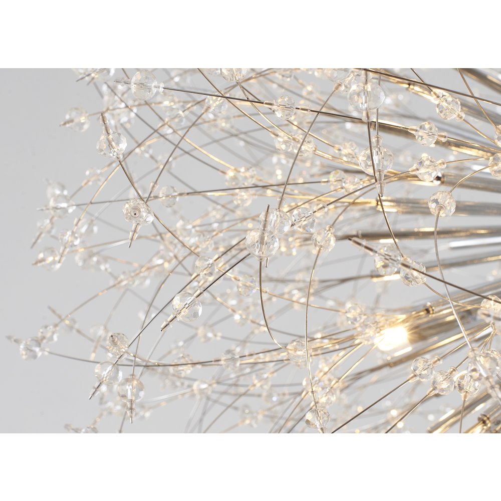 16-Light Chrome Stainless Steel Chandelier With Clear Crystal Accents