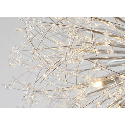 16-Light Chrome Stainless Steel Chandelier With Clear Crystal Accents