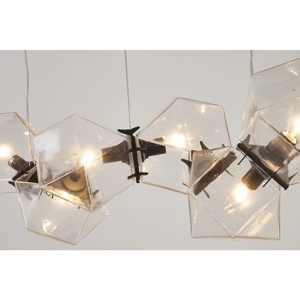 8-Light Black Block Chandelier With Clear Glass Cubes