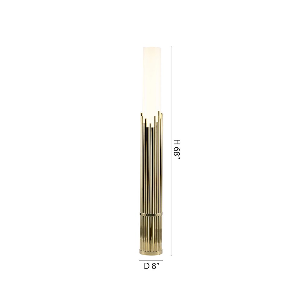 3-Light Champagne Gold Stainless Steel Floor Lamp With A White Acrylic Shade