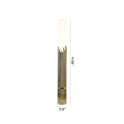 3-Light Champagne Gold Stainless Steel Floor Lamp With A White Acrylic Shade