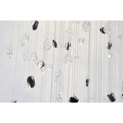 9-Light Chrome Flushed Chandelier With Smoke And Clear Glass Stones