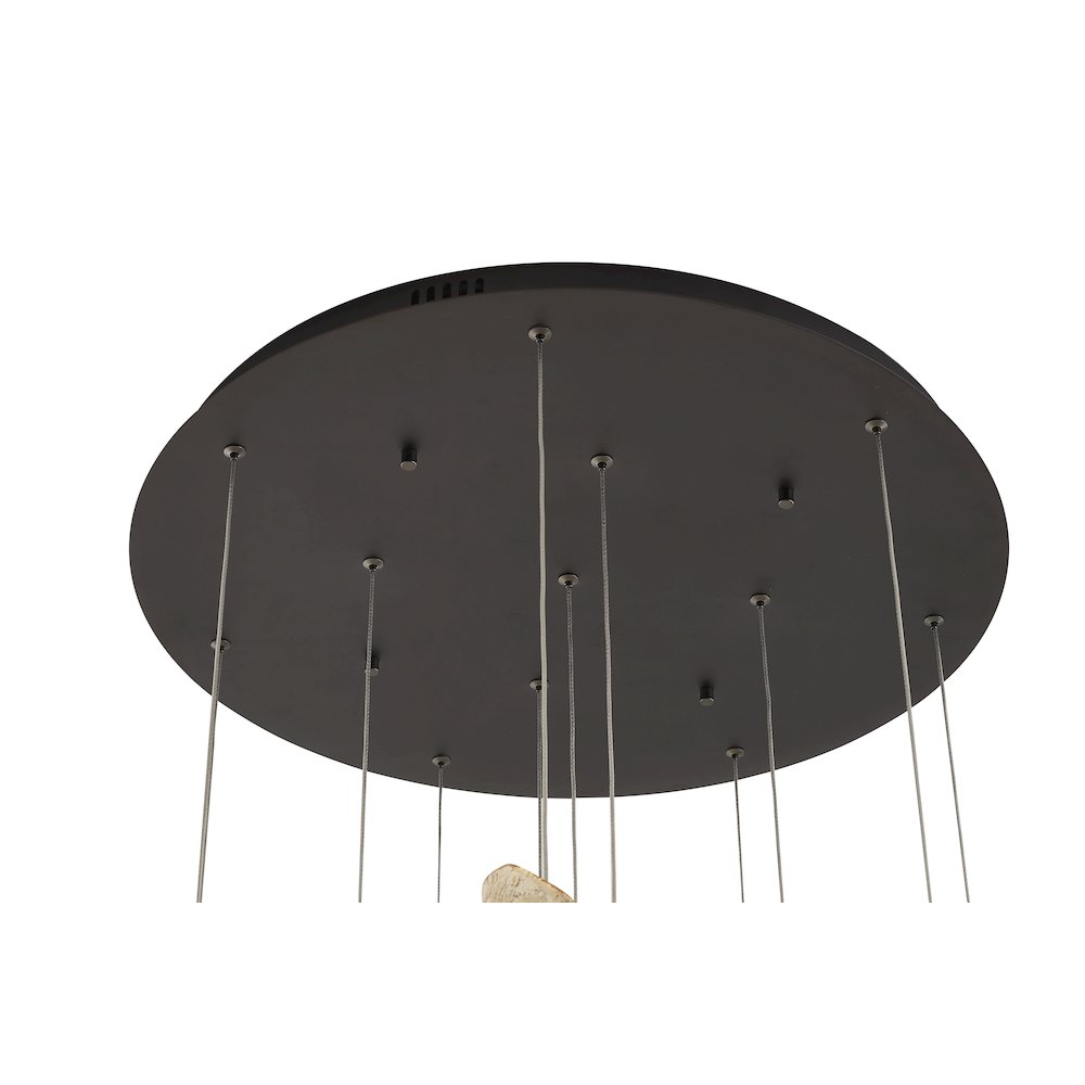 12-Light Black Chandelier With Clear, Smoke, And Amber Glass Accents